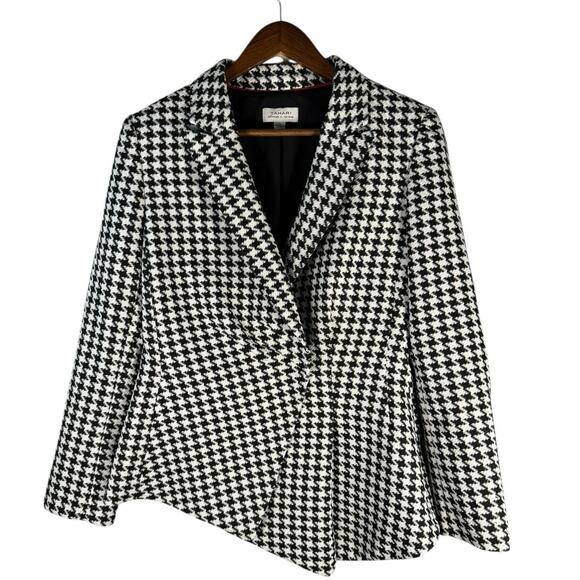 Tahari Arthur S. Levine Women’s Houndstooth Blazer Jacket Size 10 Black White - Picture 1 of 9
